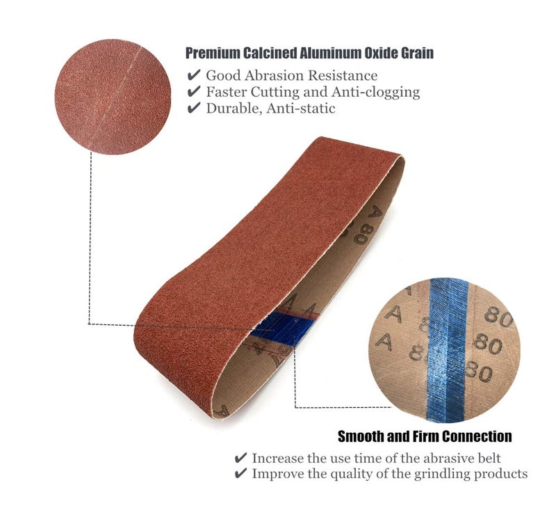 Taokyid 24 Pcs 3x21 Sanding Belts 3x21,Aluminum Oxide Sanding Belt (8 Each of 40 60 80 Grits) for Belt Sander - Image 3